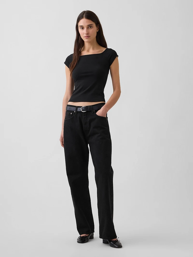 CloseKnit Jersey Off-Shoulder Crop T-Shirt