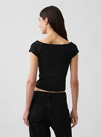 CloseKnit Jersey Off-Shoulder Crop T-Shirt