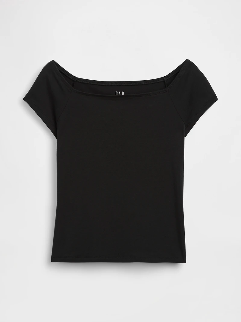 CloseKnit Jersey Off-Shoulder Crop T-Shirt