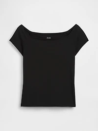 CloseKnit Jersey Off-Shoulder Crop T-Shirt
