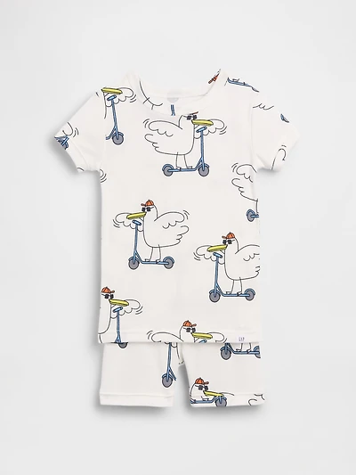 Pyjama court en coton biologique brossé à motif de mouettes trottinette pour Bébé et Tout-petit