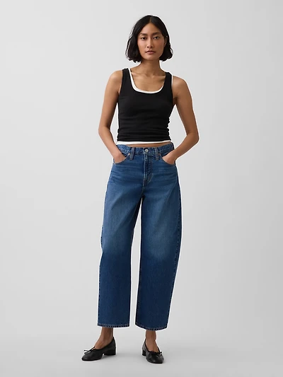 High Rise Barrel Crop Jeans