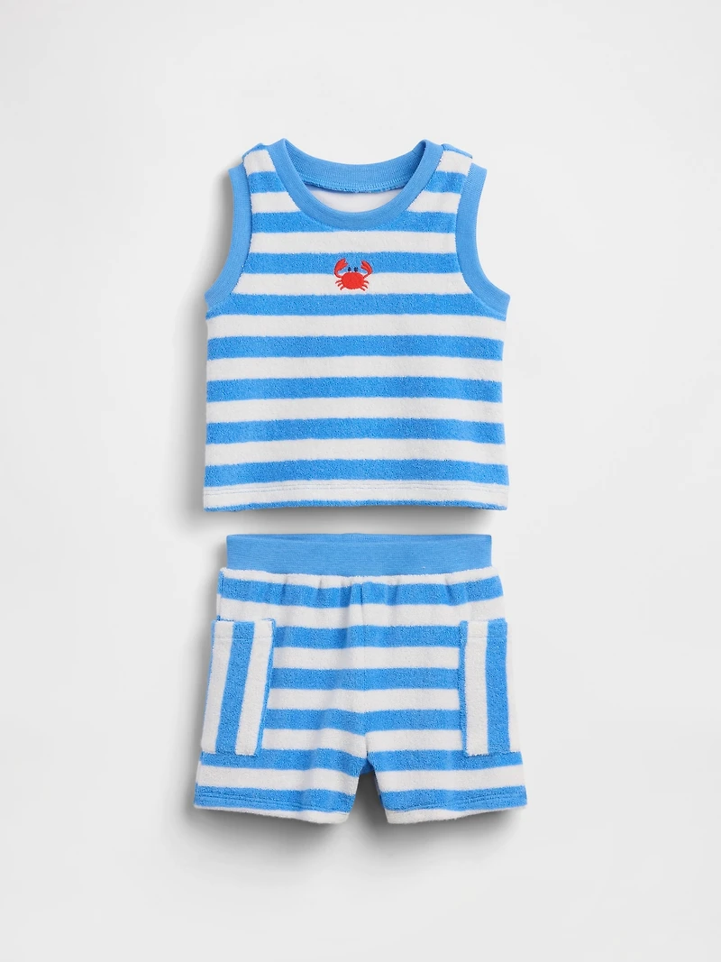 Ensemble en jersey bouclette à rayures pour Bébé