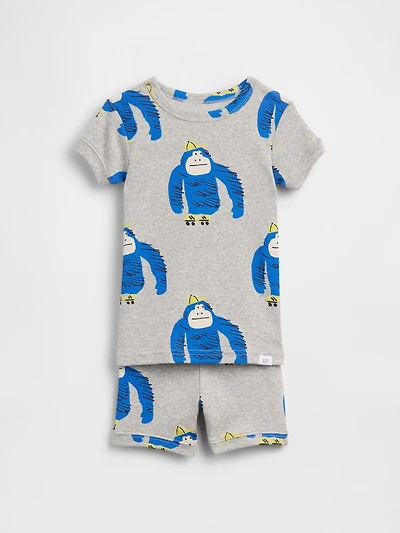 Pyjama court en coton biologique brossé à motif gorille pour Bébé et Tout-petit