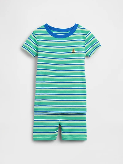 Pyjama court en coton biologique brossé à rayures pour Bébé et Tout-petit