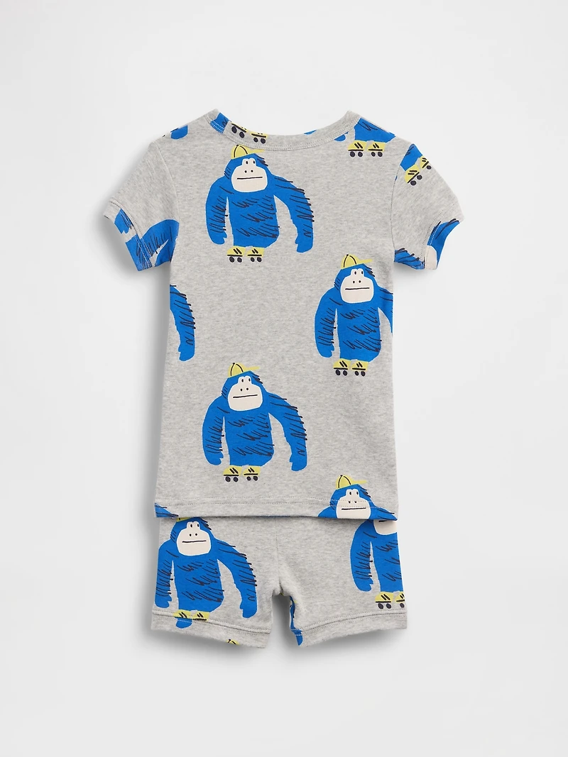Pyjama court en coton biologique brossé à motif gorille pour Bébé et Tout-petit
