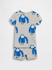 Pyjama court en coton biologique brossé à motif gorille pour Bébé et Tout-petit