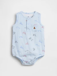 Cache-couche henley sans manches en gaze de coton avec poche pour bébé