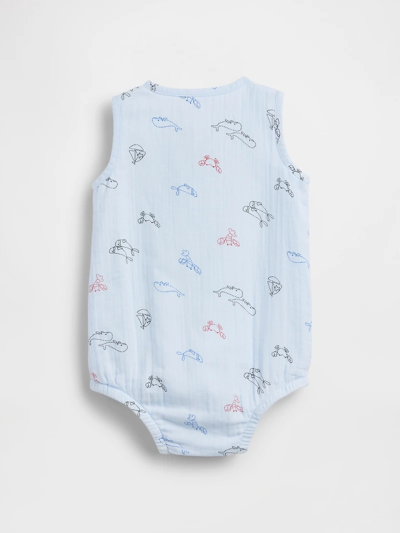 Cache-couche henley sans manches en gaze de coton avec poche pour bébé