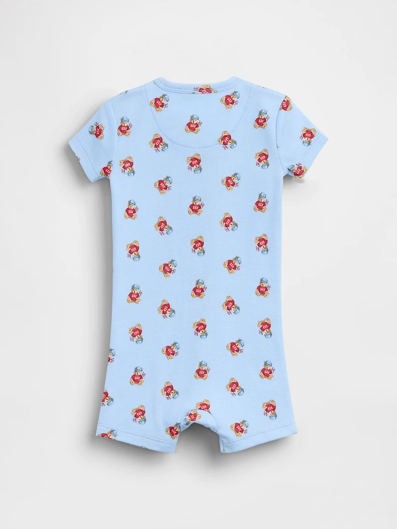 Une-pièce court en coton biologique pour Béb