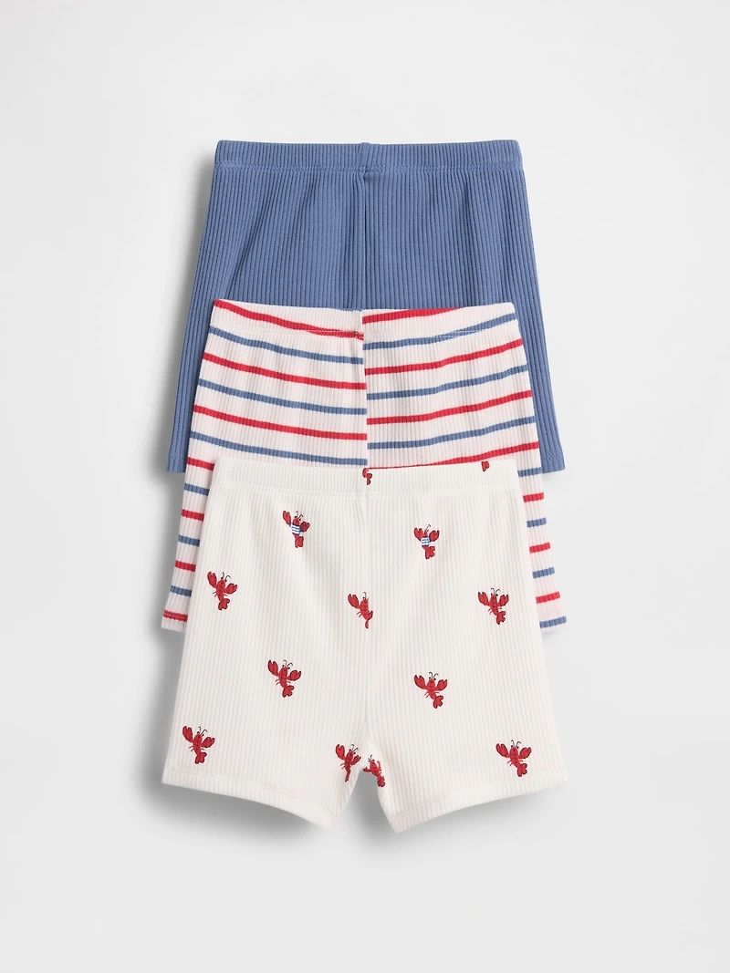 Short finement côtelé à taille élastique rayures Premiers essentiels pour Bébé