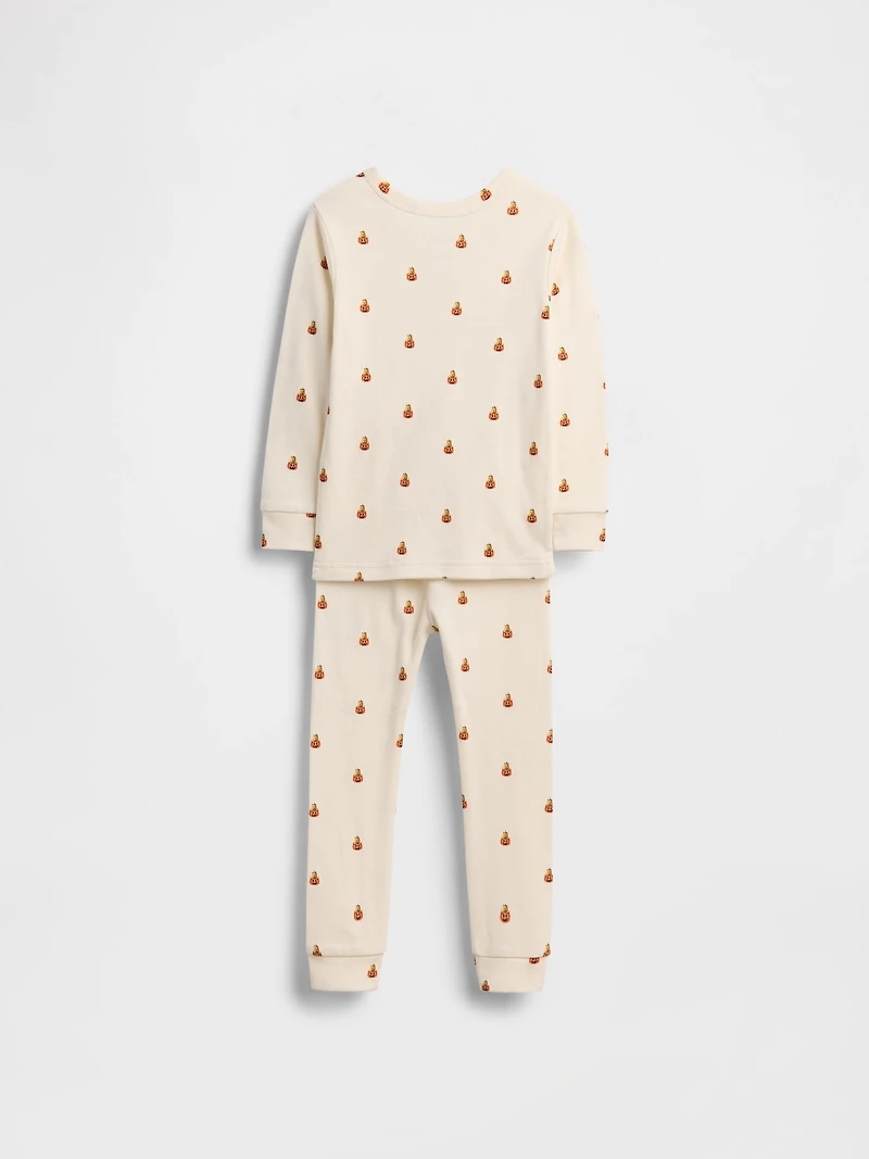 Pyjama en coton biologique brossé à motif d’ourson et de citrouilles pour Enfant et Bébé