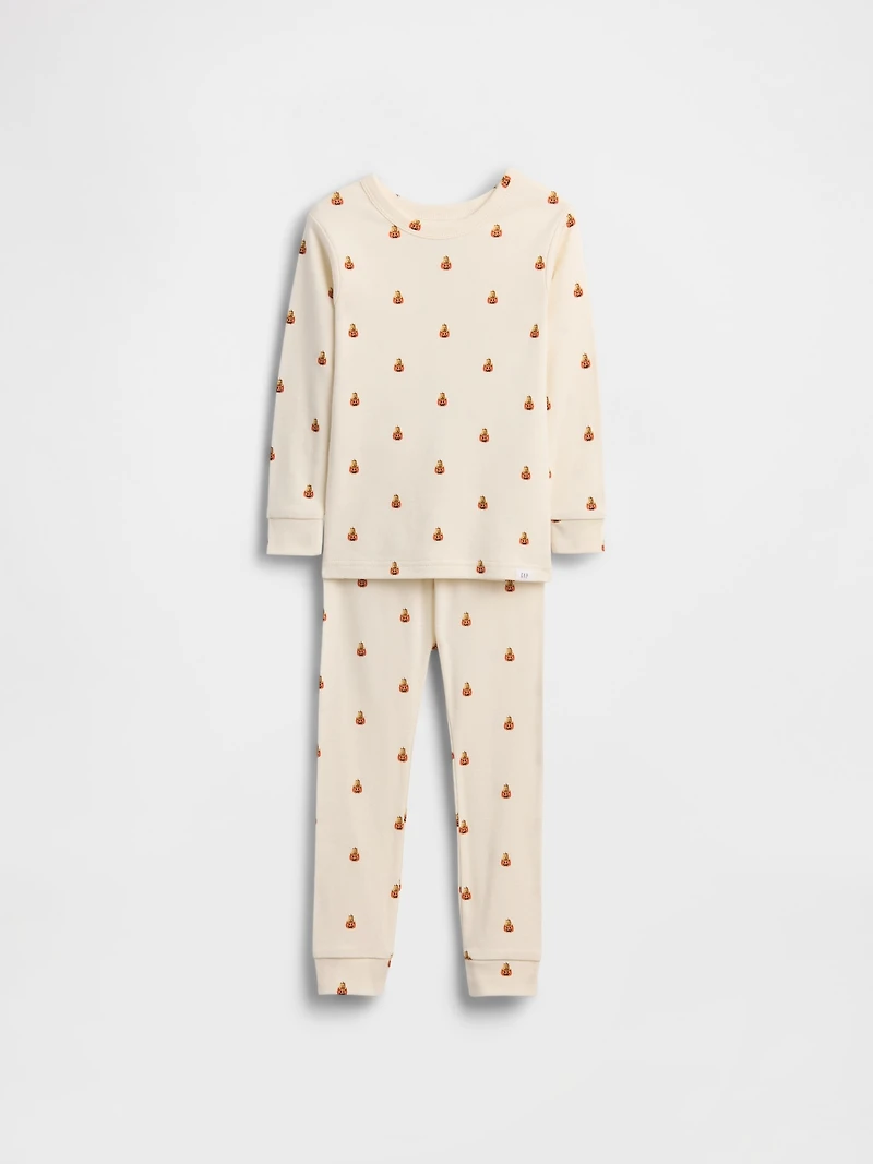 Pyjama en coton biologique brossé à motif d’ourson et de citrouilles pour Enfant et Bébé