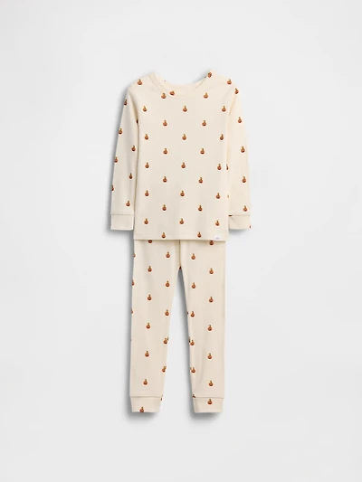 Pyjama en coton biologique brossé à motif d’ourson et de citrouilles pour Enfant Bébé