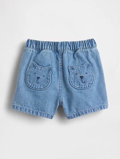 Short en denim à taille extensible poches de l’ourson Brannan pour Bébé