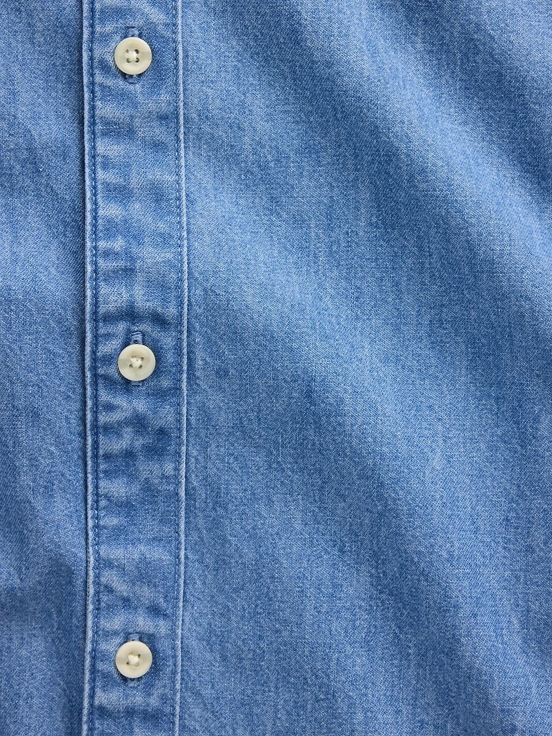 Denim Relaxed Straight-Hem Shirt