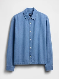 Denim Relaxed Straight-Hem Shirt