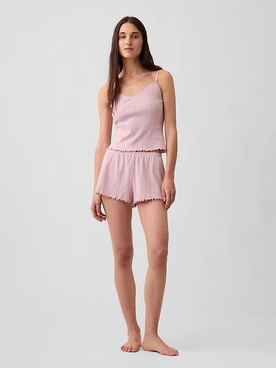 Pointelle Lettuce-Hem PJ Shorts