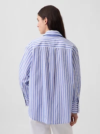 Organic Cotton Poplin Stripe Big Shirt