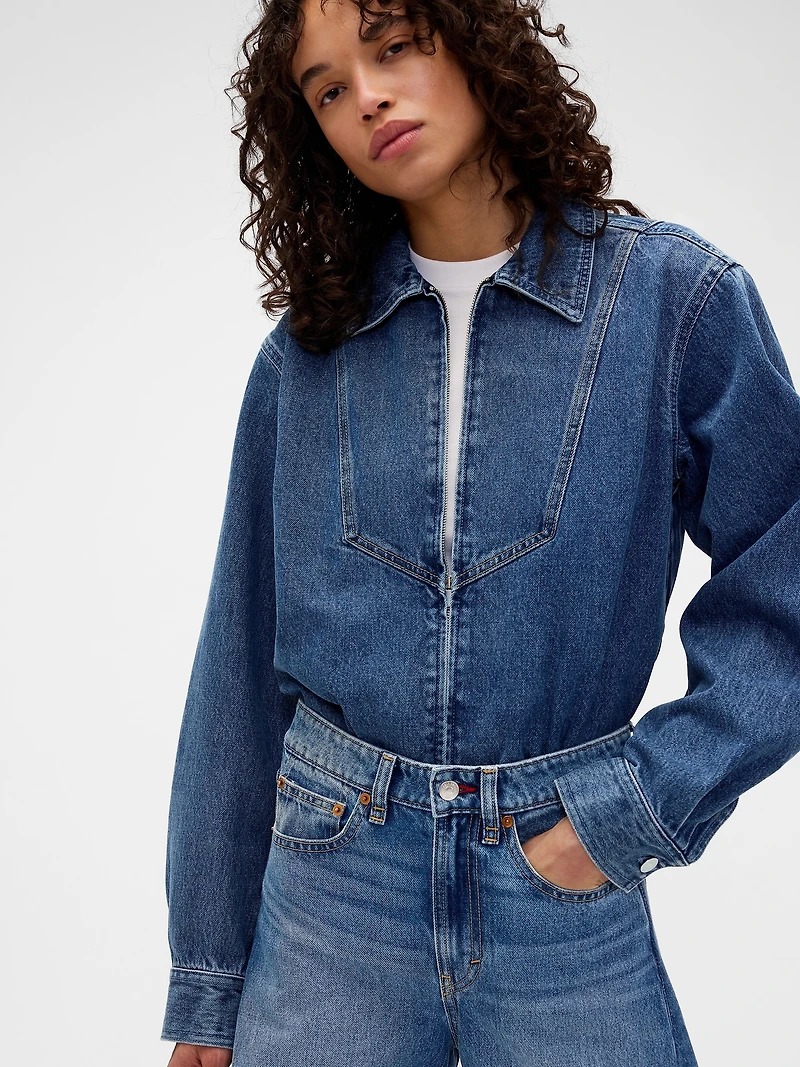 Victoria Beckham Denim Zip Shirt