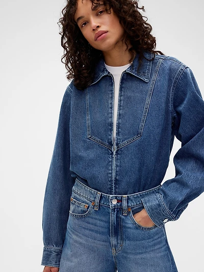 Victoria Beckham Denim Zip Shirt