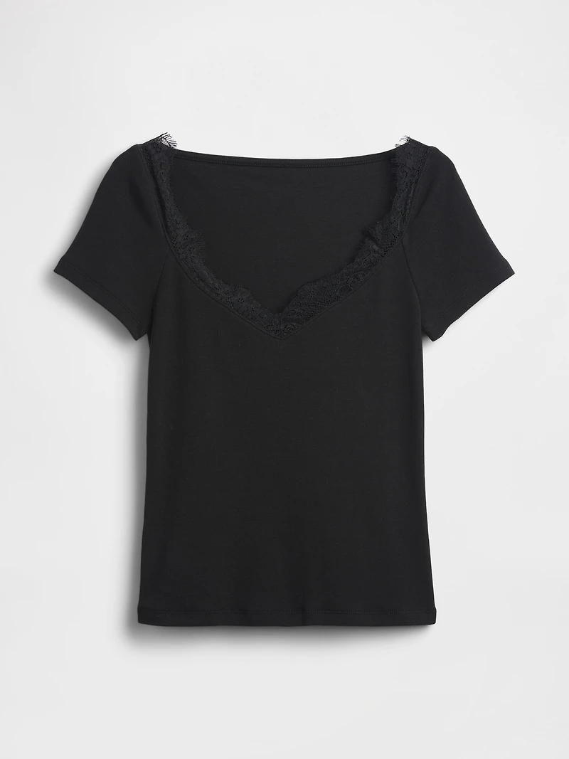 Modern Lace-Trim Crop Top
