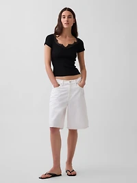 Modern Lace-Trim Crop Top