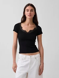 Modern Lace-Trim Crop Top