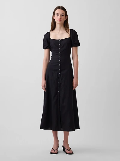 Linen-Blend Empire Waist Maxi Dress