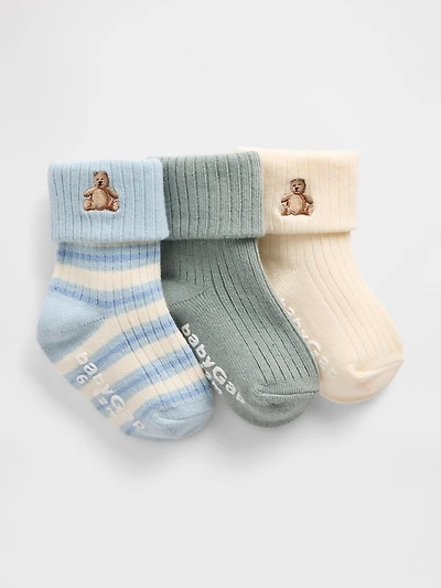 Chaussettes côtelées repliables pour bébé