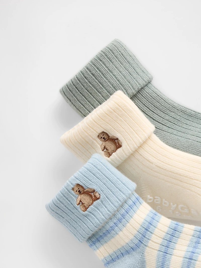 Chaussettes côtelées repliables pour bébé