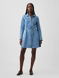 Denim Button-Front Mini Dress