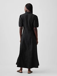 Barrel-Sleeve Maxi Shirtdress