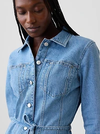 Denim Button-Front Mini Dress