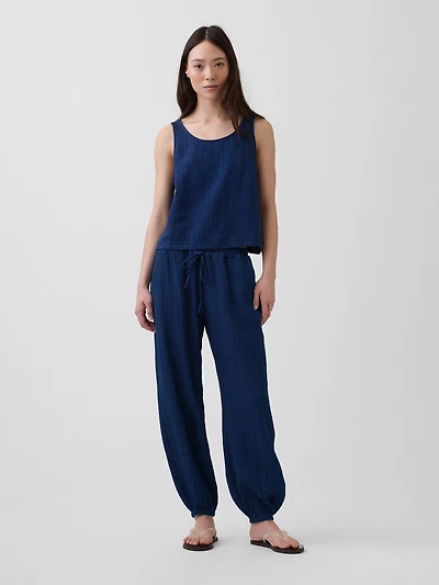 Cotton Gauze Denim Easy Barrel Joggers