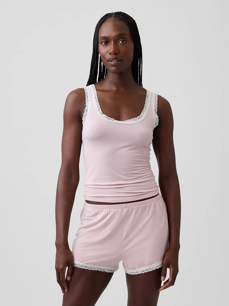 SoftMade Modal Lace-Trim PJ Tank Top