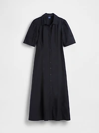 Barrel-Sleeve Maxi Shirtdress
