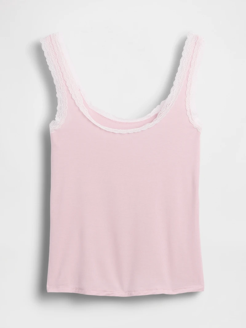 SoftMade Modal Lace-Trim PJ Tank Top