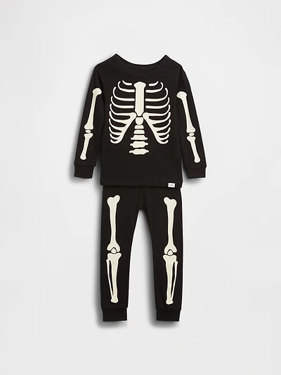 Pyjama 100 % coton biologique à motif de squelette phosphorescent pour Enfant et Bébé