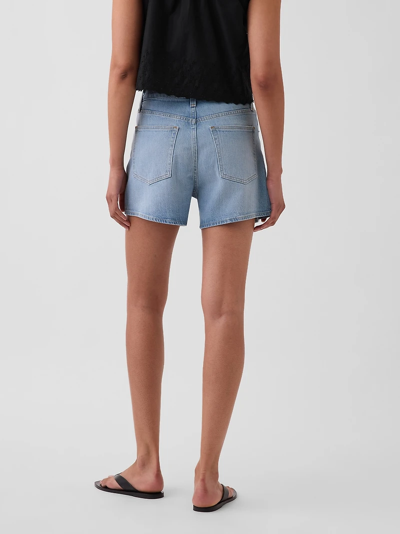 3.5" High Rise Relaxed Straight Denim Shorts