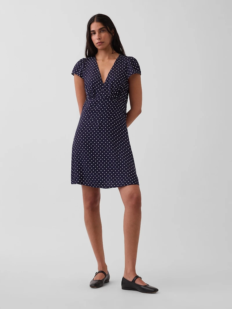 V-Neck Print Mini Dress