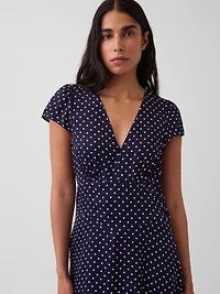 V-Neck Print Mini Dress