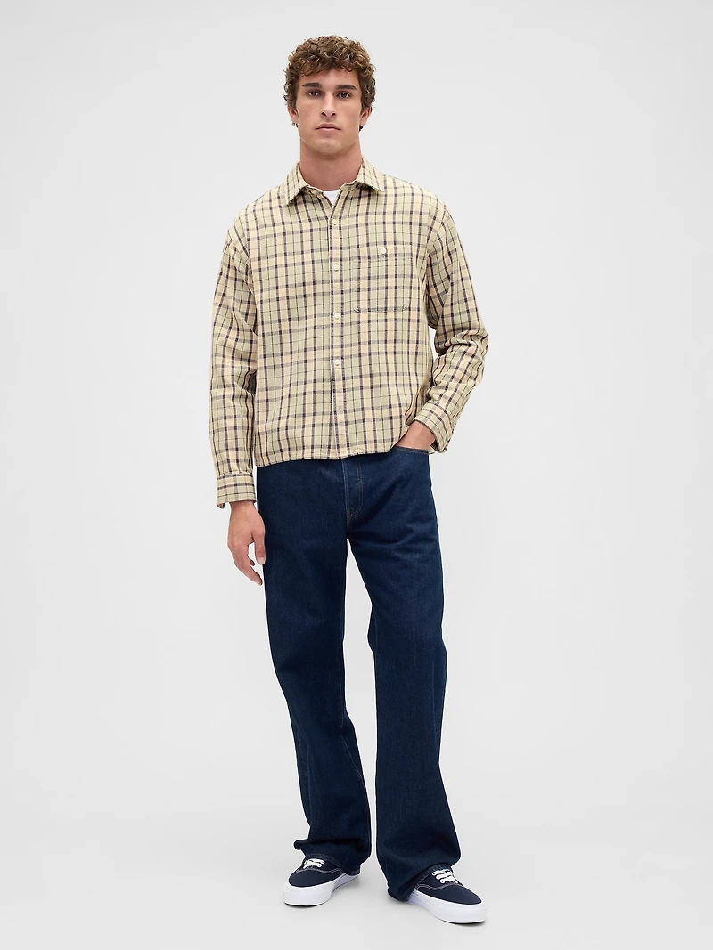 Twill Straight-Hem Shirt