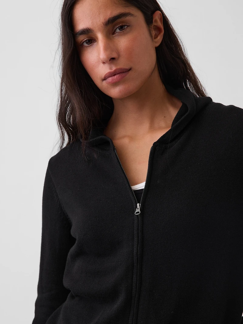 100% Cotton Relaxed Zip Sweater Hoodie