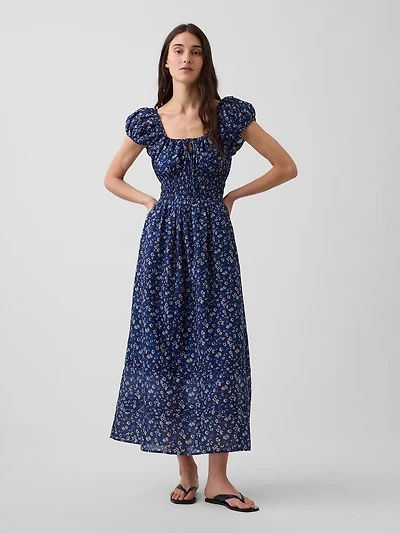 Voile Smocked-Waist Maxi Dress