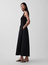 Mixed Media Drop-Waist Maxi Dress