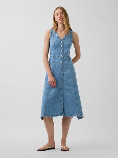 Denim Handkerchief Midi Dress