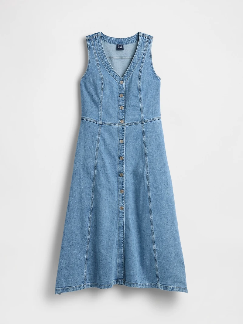 Denim Handkerchief Midi Dress