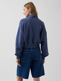 Textured Cotton Oversized Half-Zip Pullover