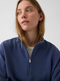 Textured Cotton Oversized Half-Zip Pullover